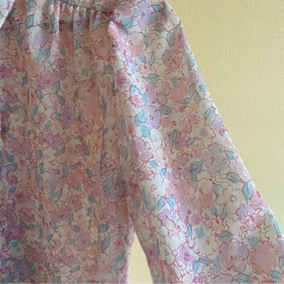 Vintage London Look Pastel Floral Blouse Size Small Coquette Soft Girl 80s Fairy - Picture 5 of 13